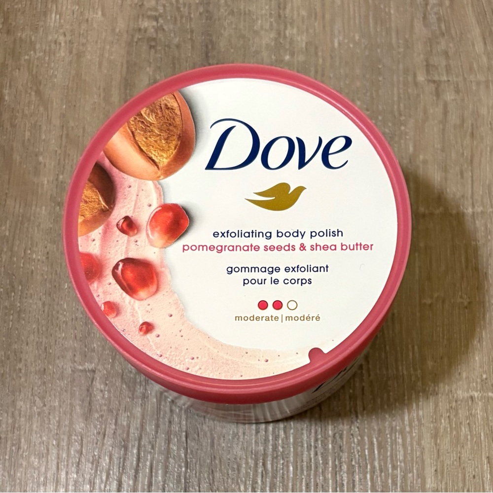 2/$10 NEW Dove exfoliating body polish scrub Pomegranate and Shea Butter